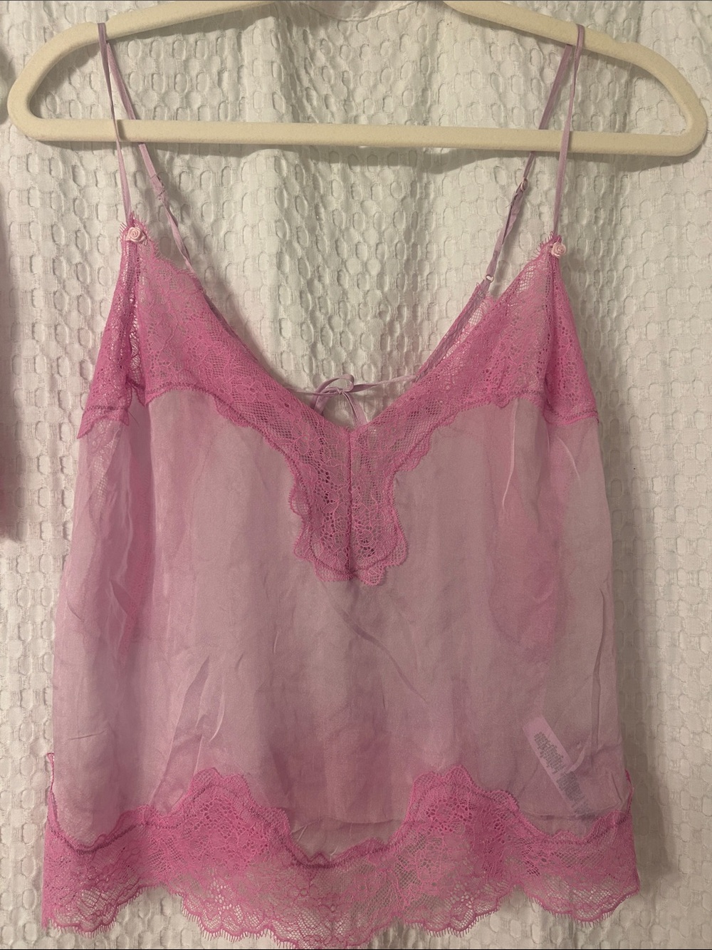 SKIMS Sheer Pink Lace Trim Camisole - Size Large - Picture 2 of 6